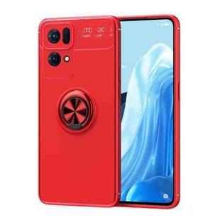 For OPPO Reno7 Pro 5G Metal Ring Holder 360 Degree Rotating TPU Phone Case(Red)