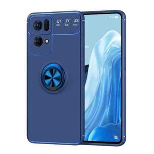 For OPPO Reno7 Pro 5G Metal Ring Holder 360 Degree Rotating TPU Phone Case(Blue)