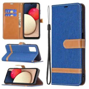 For Samsung Galaxy A03s 166mm Color Matching Denim Texture Leather Phone Case(Royal Blue)