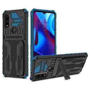 For Motorola G Pure Armor Card PC + TPU Phone Case(Blue)