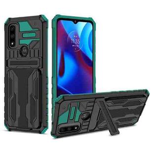 For Motorola G Pure Armor Card PC + TPU Phone Case(Dark Green)