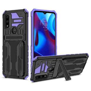 For Motorola G Pure Armor Card PC + TPU Phone Case(Purple)