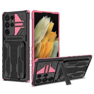 For Samsung Galaxy S22 Ultra 5G Armor Card PC + TPU Phone Case(Pink)