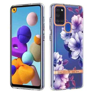 For Samsung Galaxy A21s Flowers and Plants Series IMD TPU Phone Case(Purple Begonia)