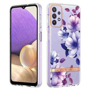 For Samsung Galaxy A32 5G Flowers and Plants Series IMD TPU Phone Case(Purple Begonia)