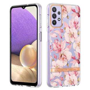For Samsung Galaxy A32 5G Flowers and Plants Series IMD TPU Phone Case(Pink Gardenia)