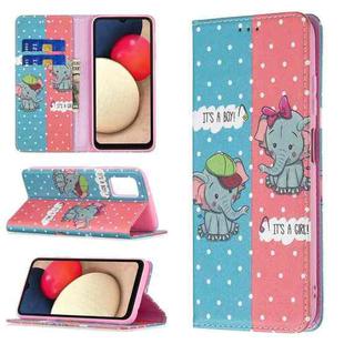 For Samsung Galaxy A03s 166mm Invisible Magnetic Leather Phone Case(Elephant)