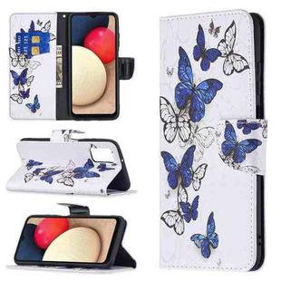 For Samsung Galaxy A03s 166mm Colored Drawing Leather Phone Case(Butterflies)
