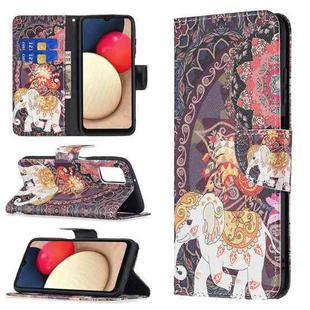 For Samsung Galaxy A03s 166mm Colored Drawing Leather Phone Case(Umbrella Elephant)