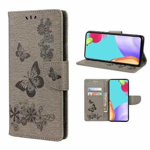For Samsung Galaxy A53 5G Butterfly Embossed Horizontal Flip Leather Phone Case with Card Slot & Holder(Grey)