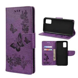 For Xiaomi Redmi Note 11 5G Butterfly Embossed Horizontal Flip Leather Phone Case with Card Slot & Holder(Purple)