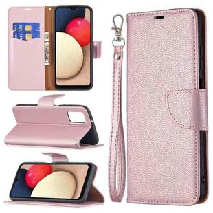 For Samsung Galaxy A03s 166mm Litchi Texture Leather Phone Case(Rose Gold)
