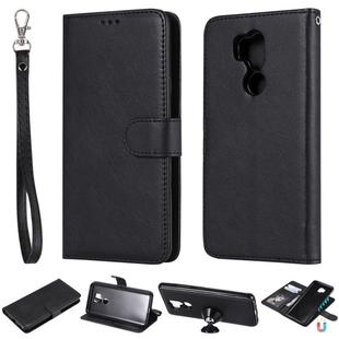 For LG G7 ThinQ Solid Color Horizontal Flip Protective Case with Holder & Card Slots & Wallet & Photo Frame & Lanyard(Black)