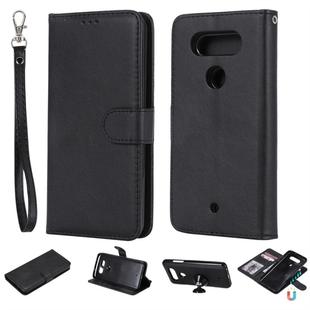 For LG G8 ThinQ Solid Color Horizontal Flip Protective Case with Holder & Card Slots & Wallet & Photo Frame & Lanyard(Black)