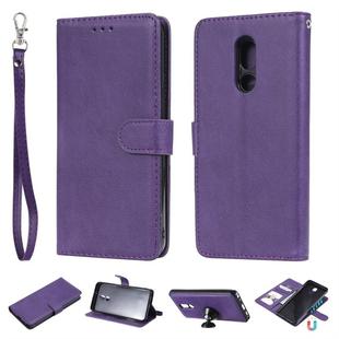 For LG Stylo 5 Solid Color Horizontal Flip Protective Case with Holder & Card Slots & Wallet & Photo Frame & Lanyard(Purple)