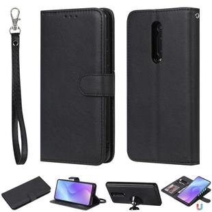 For Xiaomi Redmi K20 Solid Color Horizontal Flip Protective Case with Holder & Card Slots & Wallet & Photo Frame & Lanyard(Black)