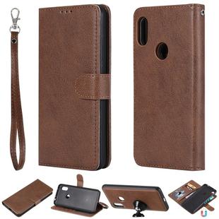 For Xiaomi Redmi Note 6 Pro Solid Color Horizontal Flip Protective Case with Holder & Card Slots & Wallet & Photo Frame & Lanyard(Brown)
