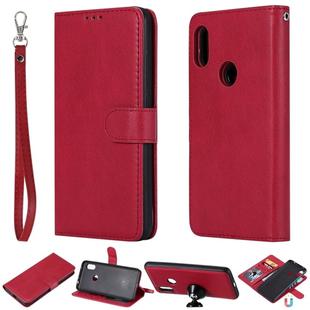 For Xiaomi Redmi Note 6 Pro Solid Color Horizontal Flip Protective Case with Holder & Card Slots & Wallet & Photo Frame & Lanyard(Red)