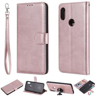 For Xiaomi Redmi Note 6 Pro Solid Color Horizontal Flip Protective Case with Holder & Card Slots & Wallet & Photo Frame & Lanyard(Rose Gold)