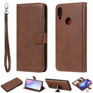 For Xiaomi Redmi Note 7 Solid Color Horizontal Flip Protective Case with Holder & Card Slots & Wallet & Photo Frame & Lanyard(Brown)