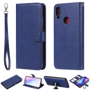 For Xiaomi Redmi Note 7 Solid Color Horizontal Flip Protective Case with Holder & Card Slots & Wallet & Photo Frame & Lanyard(Blue)