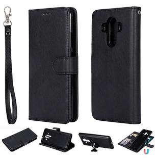 For Huawei Mate 10 Pro Solid Color Horizontal Flip Protective Case with Holder & Card Slots & Wallet & Photo Frame & Lanyard(Black)