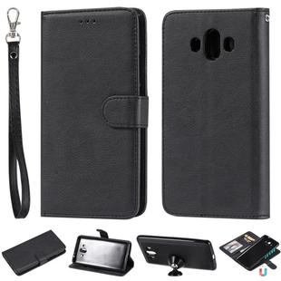 For Huawei Mate 10 Solid Color Horizontal Flip Protective Case with Holder & Card Slots & Wallet & Photo Frame & Lanyard(Black)