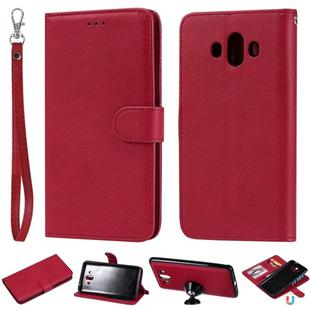 For Huawei Mate 10 Solid Color Horizontal Flip Protective Case with Holder & Card Slots & Wallet & Photo Frame & Lanyard(Red)
