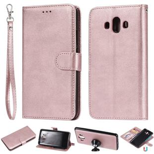 For Huawei Mate 10 Solid Color Horizontal Flip Protective Case with Holder & Card Slots & Wallet & Photo Frame & Lanyard(Rose Gold)