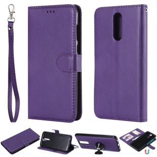 For Huawei Mate 10 Lite Solid Color Horizontal Flip Protective Case with Holder & Card Slots & Wallet & Photo Frame & Lanyard(Purple)