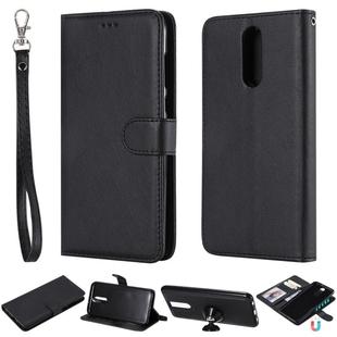 For Huawei Mate 10 Lite Solid Color Horizontal Flip Protective Case with Holder & Card Slots & Wallet & Photo Frame & Lanyard(Black)