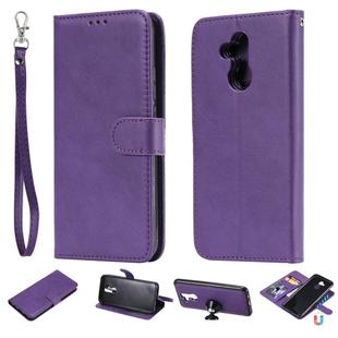 For Huawei Mate 20 Lite Solid Color Horizontal Flip Protective Case with Holder & Card Slots & Wallet & Photo Frame & Lanyard(Purple)