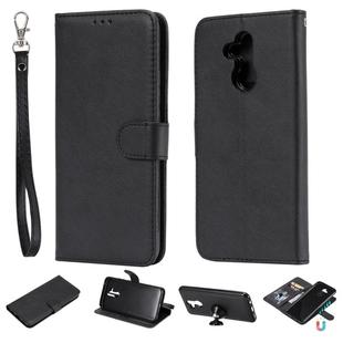 For Huawei Mate 20 Lite Solid Color Horizontal Flip Protective Case with Holder & Card Slots & Wallet & Photo Frame & Lanyard(Black)