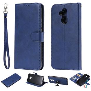 For Huawei Mate 20 Lite Solid Color Horizontal Flip Protective Case with Holder & Card Slots & Wallet & Photo Frame & Lanyard(Blue)