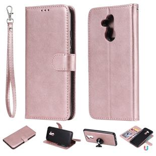 For Huawei Mate 20 Lite Solid Color Horizontal Flip Protective Case with Holder & Card Slots & Wallet & Photo Frame & Lanyard(Rose Gold)