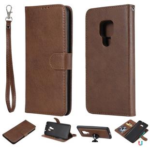 For Huawei Mate 20 Solid Color Horizontal Flip Protective Case with Holder & Card Slots & Wallet & Photo Frame & Lanyard(Brown)