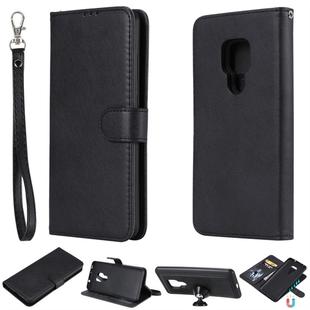 For Huawei Mate 20 Solid Color Horizontal Flip Protective Case with Holder & Card Slots & Wallet & Photo Frame & Lanyard(Black)