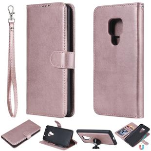 For Huawei Mate 20 Solid Color Horizontal Flip Protective Case with Holder & Card Slots & Wallet & Photo Frame & Lanyard(Rose Gold)