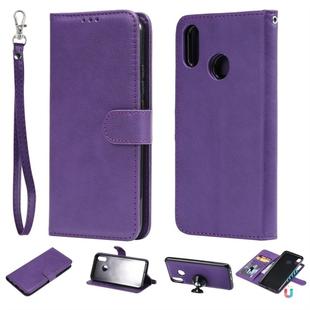 For Huawei nova 3i Solid Color Horizontal Flip Protective Case with Holder & Card Slots & Wallet & Photo Frame & Lanyard(Purple)