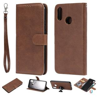 For Huawei nova 3i Solid Color Horizontal Flip Protective Case with Holder & Card Slots & Wallet & Photo Frame & Lanyard(Brown)