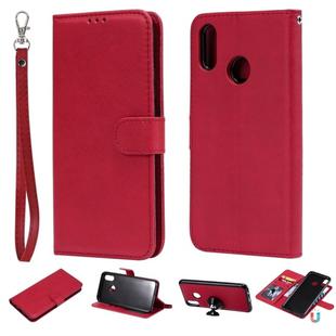 For Huawei nova 3i Solid Color Horizontal Flip Protective Case with Holder & Card Slots & Wallet & Photo Frame & Lanyard(Red)
