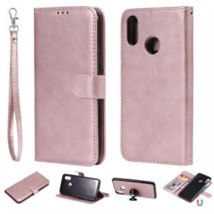 For Huawei nova 3i Solid Color Horizontal Flip Protective Case with Holder & Card Slots & Wallet & Photo Frame & Lanyard(Rose Gold)