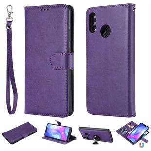 For Huawei nova 3 Solid Color Horizontal Flip Protective Case with Holder & Card Slots & Wallet & Photo Frame & Lanyard(Purple)