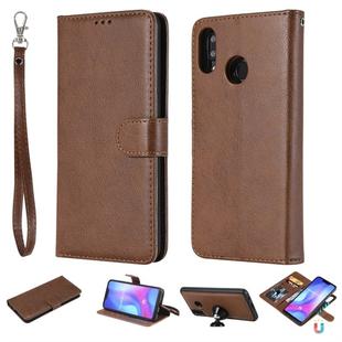 For Huawei nova 3 Solid Color Horizontal Flip Protective Case with Holder & Card Slots & Wallet & Photo Frame & Lanyard(Brown)