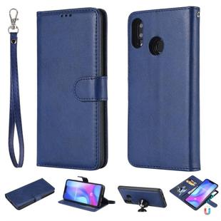For Huawei nova 3 Solid Color Horizontal Flip Protective Case with Holder & Card Slots & Wallet & Photo Frame & Lanyard(Blue)