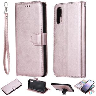 For Huawei P20 Solid Color Horizontal Flip Protective Case with Holder & Card Slots & Wallet & Photo Frame & Lanyard(Rose Gold)