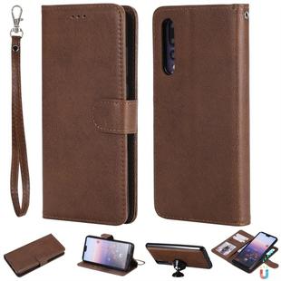 For Huawei P20 Pro Solid Color Horizontal Flip Protective Case with Holder & Card Slots & Wallet & Photo Frame & Lanyard(Brown)