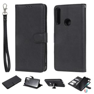 For Huawei P Smart Z / Y9 Prime (2019) Solid Color Horizontal Flip Protective Case with Holder & Card Slots & Wallet & Photo Frame & Lanyard(Black)