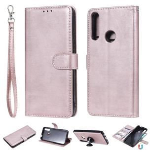 For Huawei P Smart Z / Y9 Prime (2019) Solid Color Horizontal Flip Protective Case with Holder & Card Slots & Wallet & Photo Frame & Lanyard(Rose Gold)