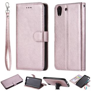 For Huawei Y6 (2019) Solid Color Horizontal Flip Protective Case with Holder & Card Slots & Wallet & Photo Frame & Lanyard(Rose Gold)